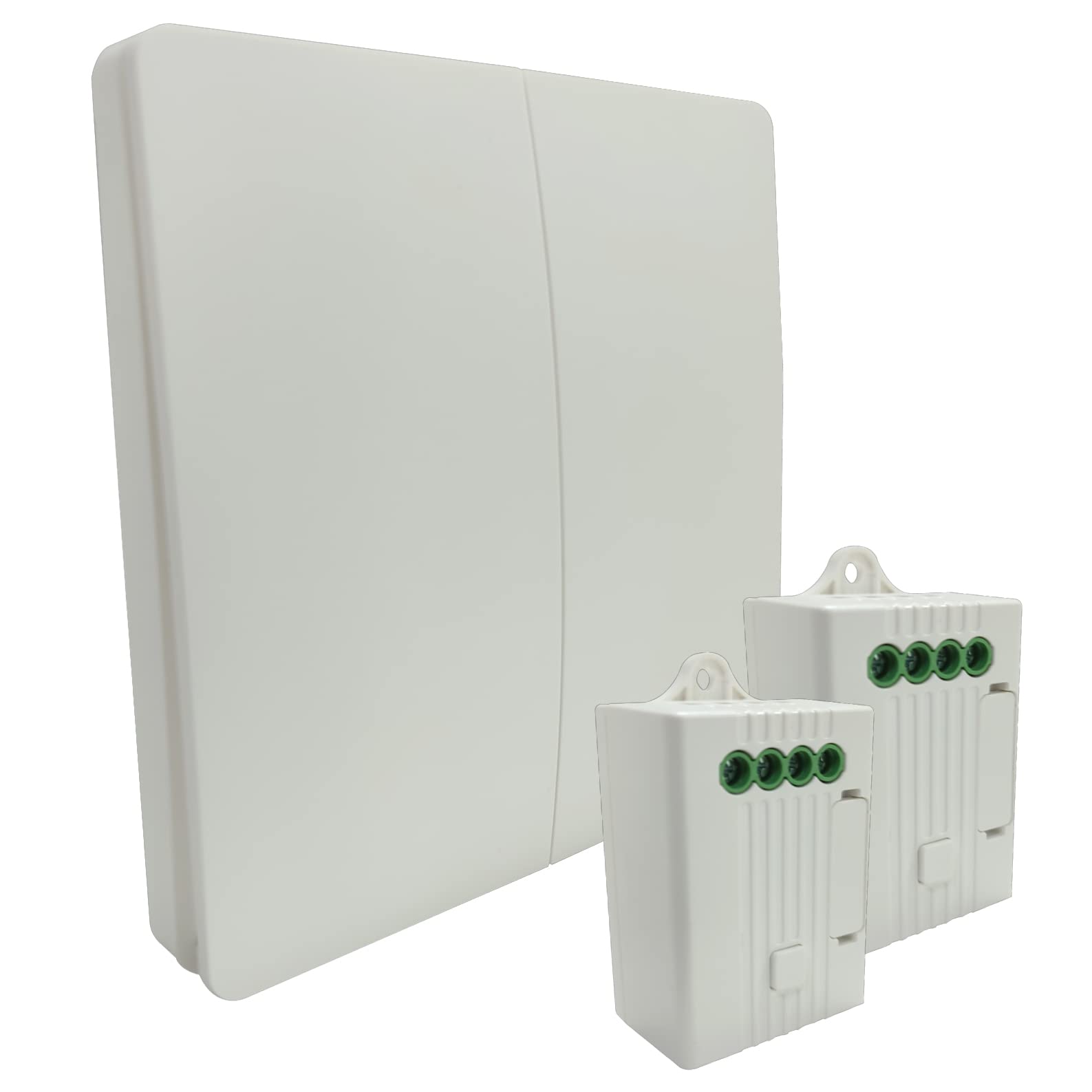 LED ATOMANT Kit 1 Interruptor Inalambrico 2 Vias con 2 Receptores Wifi y RF | Sin cables ni baterias, Admite hasta 10 pulsadores conmutados