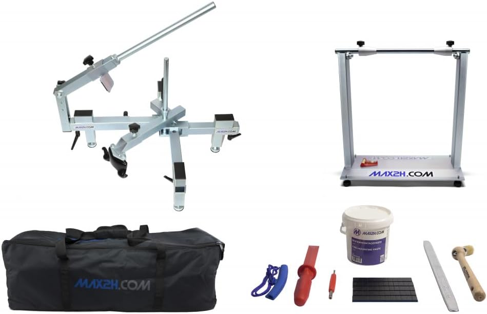 Motorcycle tyre changer EVO2 for 12-21 inches, growth stand, starter pack, bag (adhesive weights: Black.
