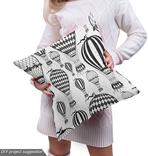 Ambesonne Grunge Fabric by The Yard, Hot Air Balloons of Vintage Minimalist Effects Greyscale Tones Illustration, Decorative Fabric for Upholstery and Home Accents, 2 Yards, Pale Charcoal — view 4