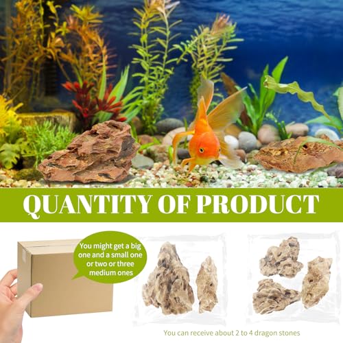 Image of VOKOY 2.5lb Natural Dragon Stones, Aquarium Rocks Decoration Aquascaping Stone Landscaping Model for Fish Tank Decor Terrariums Paludariums Reptile Enclosures Gardens, 2-4 inches