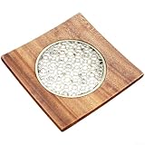 Teezeremonie Teekanne Tablett aus Walnussholz mit quadratischem Tee-Untersetzer und Zisha-Teekannen-Pad mit abnehmbarer Legierungskomponente (Stil 2: Fliese)