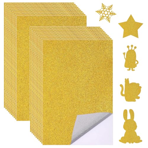 CATELL 20 Feuilles de Papier Pailleté A4, Papier Cartonné à Paillettes Doré Papier Brillant pour Loisirs Créatifs Scrapbooking Fabrication de Cartes...