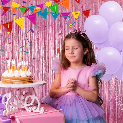 Image of Crosize 3 Pack 3.3 x 9.9 ft Bright Laser Glitter Foil Fringe Curtains Party Decorations, Tinsel Curtain Backdrop for Parties, Door Streamers, Glitter Streamer Backdrop for Birthday Decoration