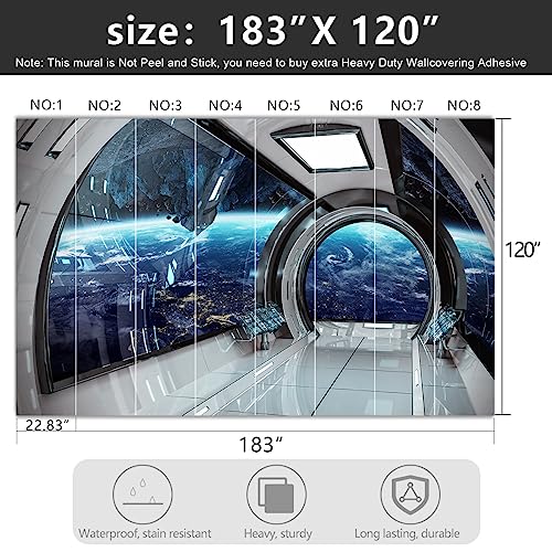 Papier peint tissu 3D capsule spatiale anti-décollement grand format