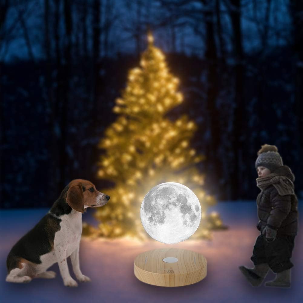 Prоmо 40% оƒƒ KFISI Moon Lamp 3D Printing Magnetic Levitation Moon Light Lamps with 360 Auto Rotating and 4 Working Light Modes - for Home、Office Decor, Creative Gift (3.9 Inch)