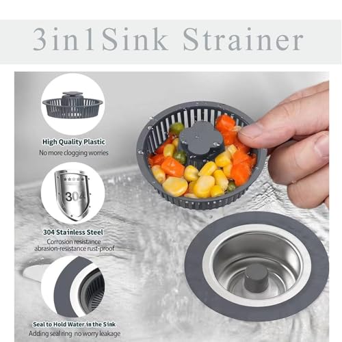 Colador para fregadero de cocina, acero inoxidable 3 en 1 miniatura 4