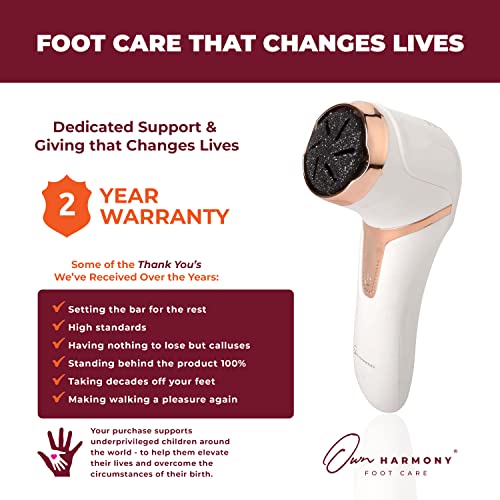Own Harmony Electric Callus Remover With Vacuum - Foot Care For Women - Professional Pedicure Tools For Powerful Pedi Care Vac - 3 Rollers Electric Feet File Cr2100 - Best For Hard Dry, Cracked Heels #TOP4
