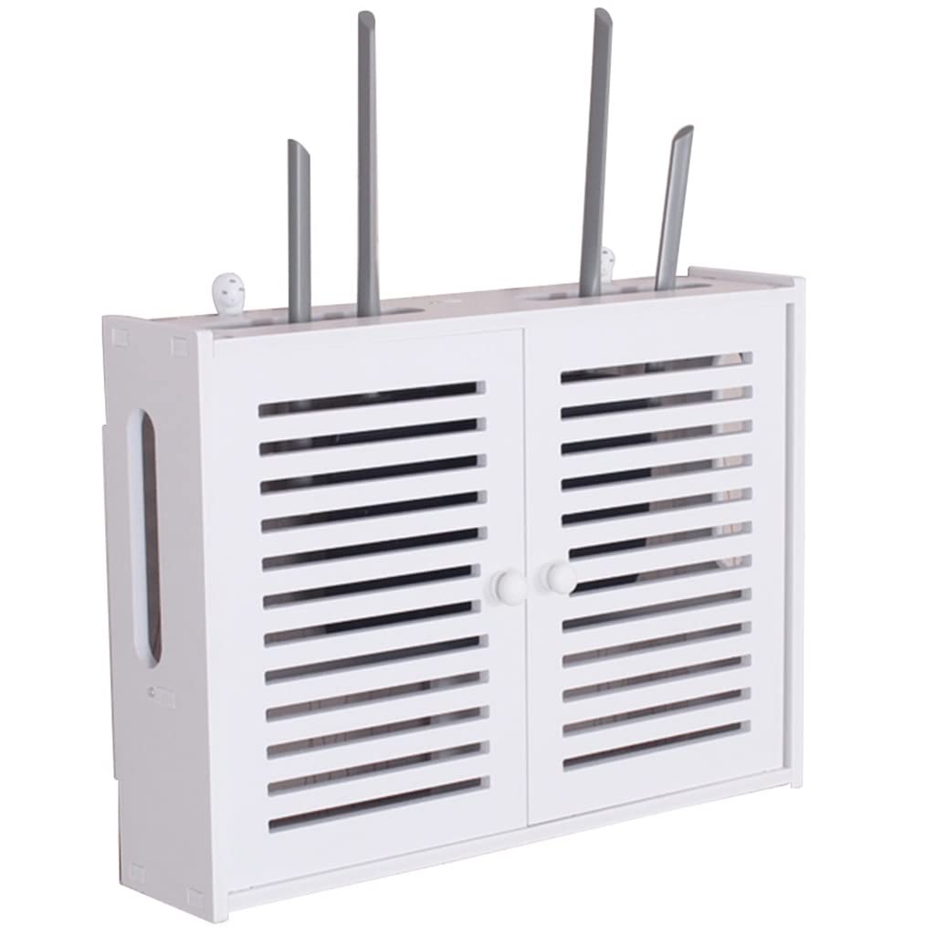 Mensola galleggiante per router ed elettronica di archiviazione a parete decorativa organizer per set top box multimediale quadro elettrico scatola bianca 42 x 11 x 31 cm