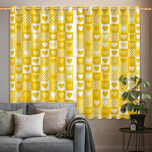 Rideaux occultants design cœur jaune pour une pièce joyeuse - 5