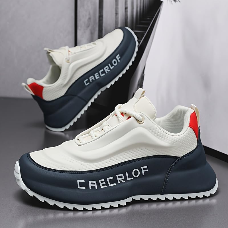 Men's Trendy Colour Block Sneakers, Comfy Non Slip Lace Up Casual Shoes for Men's Outdoor Activities4