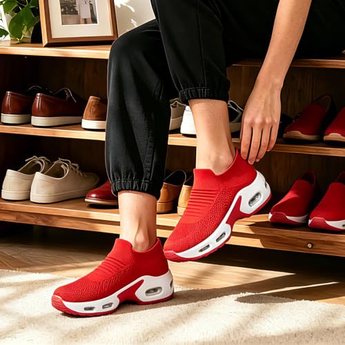 Image of YHOON Women's Walking Shoes Slip-On - Comfortable Work Shoes for Standing All Day, Breathable Air Cushion Nursing Sneakers