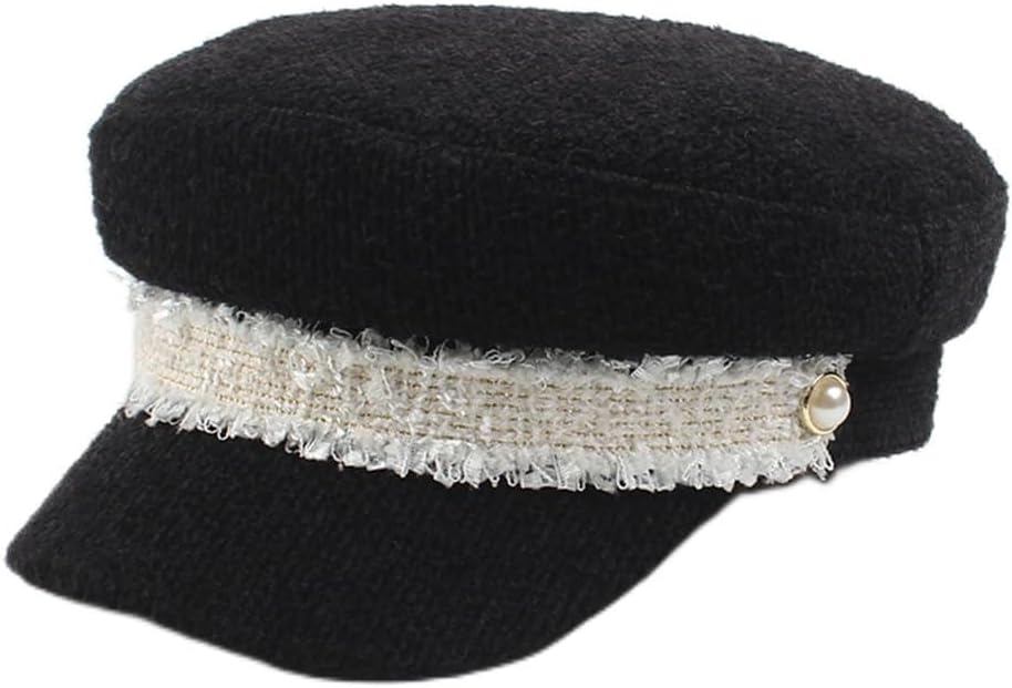 Female Autumn and Winter Temperament Small Fragrant Wind Pearl Flat Top Hat Korean Version