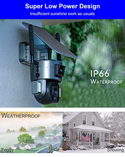 4K Uhd Ultra Low Power Wifi Wireless Dual Camera Built-In Solar Panel Waterproof Two-Way Talk Outdoor Surveillance Cameras With App, Sd Card & Cloud Storage (Optical 10X Zoom Ptz Lens) #TOP5