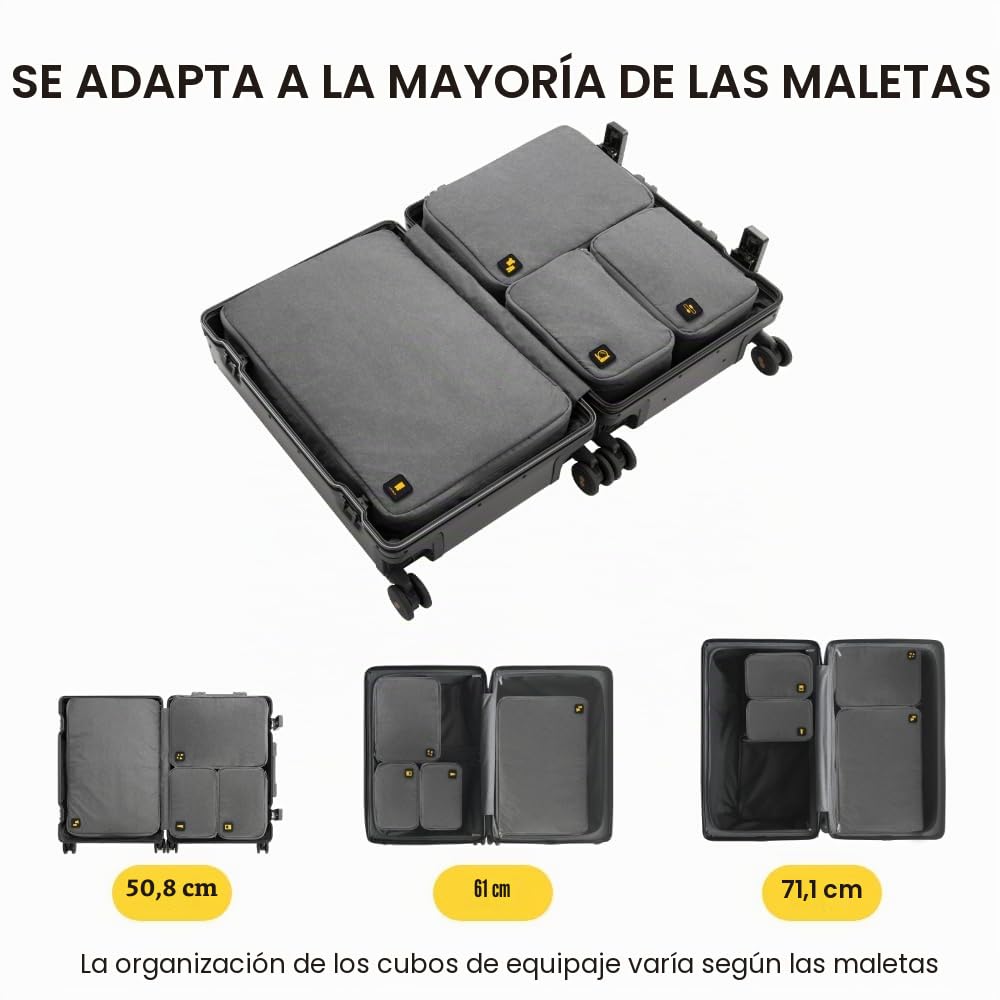 LEVEL8 4 Piezas Packing Cubes Impermeable Viaje Ropa/Zapatos/Cosme Gris