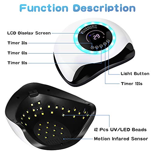 Plartree 168W Nageltrockner Lampe, UV LED Nagellampe für Nägel, Nail Dryer mit 30s/60s/90s/120s Timer,Zeitanzeige… – Bild 3