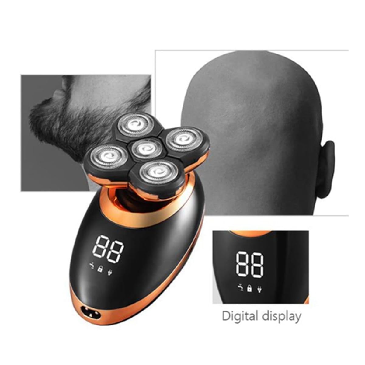 Rasoio elettrico a secco bagnato per gli uomini Trimmer per capelli barba ricaricabile macchina da barba con display LCD Kit per la cura