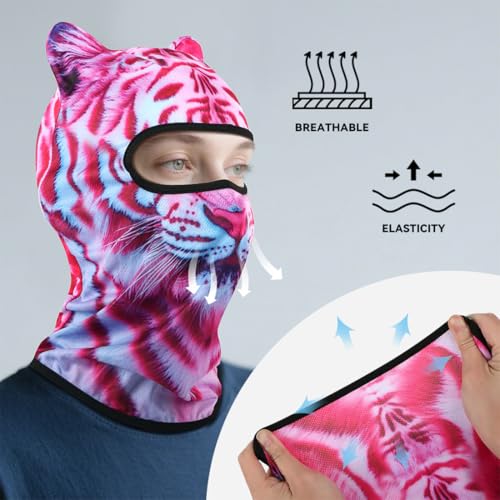 Image of 3D Cat Ski Balaclava Sheisty Face Mask with Ears Cute Animal Ski Mask for Music Festivals Raves Party Outdoor Activities