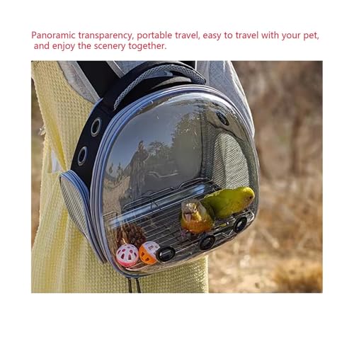 Vogelkäfig, Papageienkäfig, Papageien- Ausflugstasche, transparenter Rucksack mit doppelter Schulter, spezieller Outdoor- Käfig, atmungsaktiver Reise- Vogelkäfig (Rosa)-5
