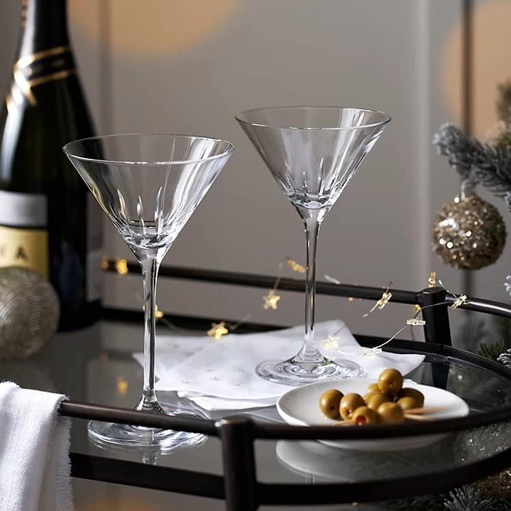 DIAMANTE Premium Hand Cut Martini, Prosecco Cocktail Glasses Crystal - 'Linea' Collection - Gift Box Set of 2 - Image 3