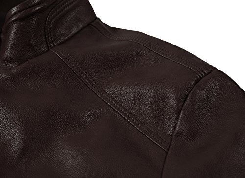 Image of WULFUL Men's Stand Collar Leather Jacket Motorcycle Lightweight Faux Leather Outwear