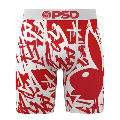 PSD | Boxers Homme Style Playboy, étiquette Rouge | sous-vêtements de Sport, Poche en Micro-Maille Respirante | Tissu Extensible dans Les Quatre Sens,...