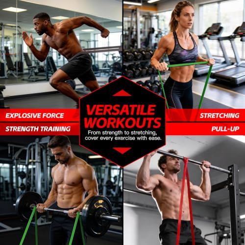 Image of Pull Up Bands, Resistance Bands Set, Exercise Workout Bands for Men & Women, Ideal for Body Stretching, Physical Therapy and Muscle Training