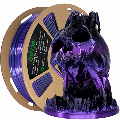 OVV3D PLA Filament 1.75mm, Silk PLA 3D Drucker Filament Maßgenauigkeit +/- 0.03mm, PLA Filament für 3D Drucker, Seide Glänzend Schwarz Violett, 1kg