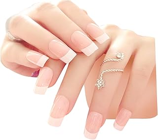 FOMIYES 24 Peças Unhas Postiças Unhas Acrílicas Rosa Para Mulheres Unhas Francesas Quadradas Removíveis Unhas Postiças Pontas De Unhas Falsas Dicas De Unhas Transparentes Dicas De Unhas