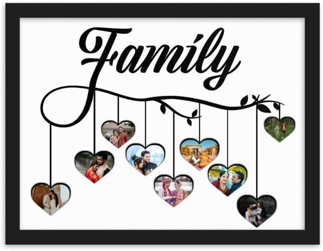 Wood One Pinch Personalized Photo Collage Wall Mount Rectangular Frame, Family Photo Collage Gift, Wedding Gift, Gift For Family, Birthday Gift, Anniversary Gift(12x18), Black