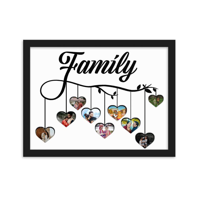 Wood One Pinch Personalized Photo Collage Wall Mount Rectangular Frame for Wedding, Birthday, Anniversary (10x15), Black
