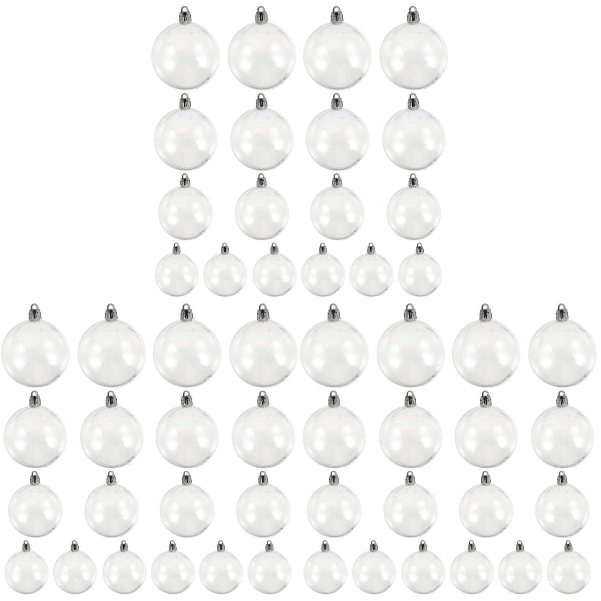 54 Pcs Christmas Baubles Balls Clear Iridescent Ornaments Christmas Tree Balls Decor Hanging Baubles s Ornaments Holiday Wedding Party Decor (mixed Style)