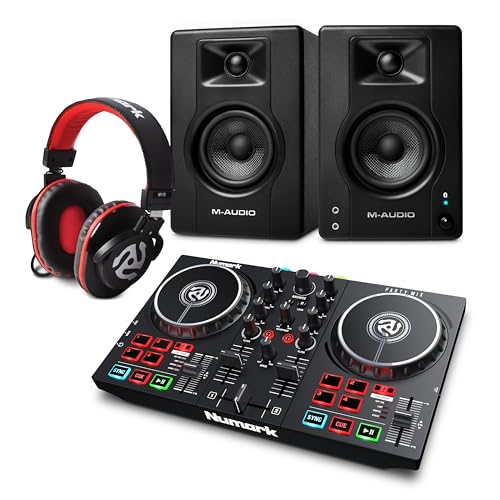 Contrôleur DJ Party Mix II Numark, enceintes M-Audio BX4 et casque pour studio