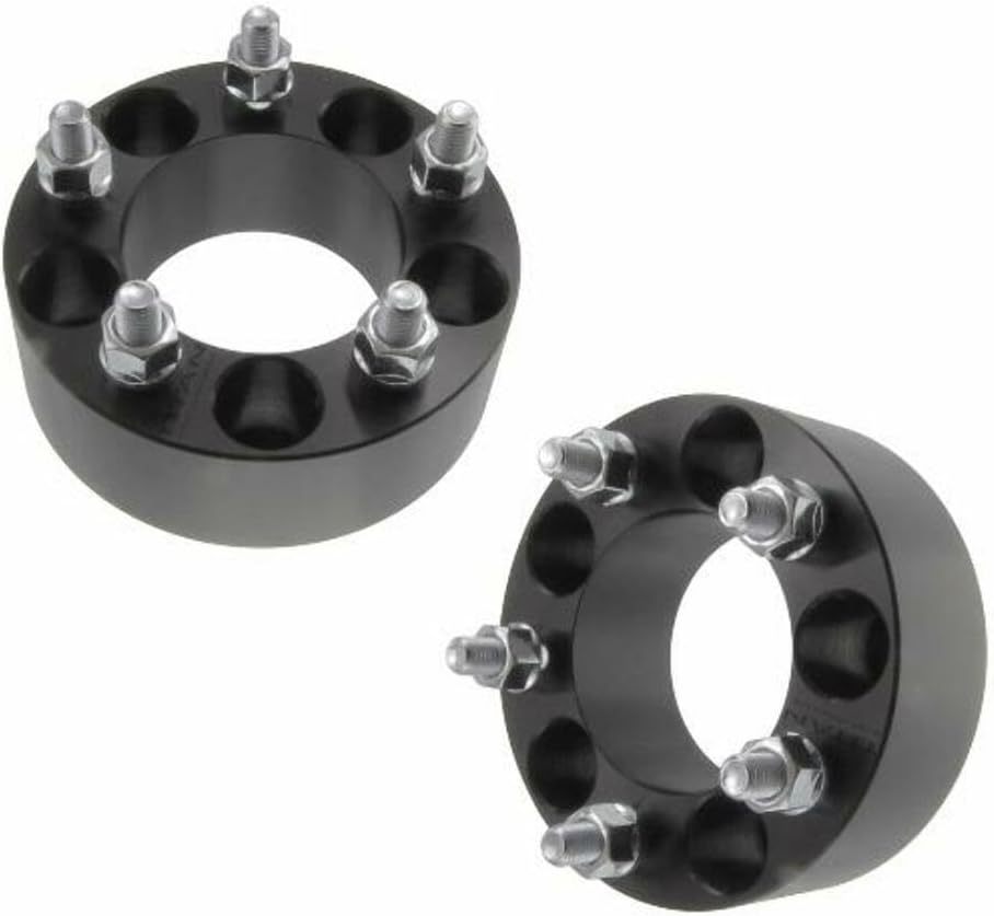 2" 5x4.5 Wheel Spacers - Fits Buick Fits Cadillac Fits Chevy Fits Oldmobile Fits Pontiac - 2 Inch (50mm), 5x114.3, 12x1.5 Studs - Pair of 2 - Black