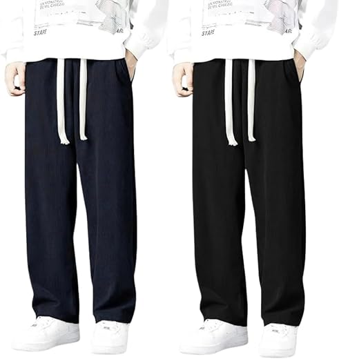 GRECIILOOKS Lycra Track Pants for Men – Stretchable Loose Fit Gym Joggers | Korean Style Workout | Loose Mid Rise Trouser...