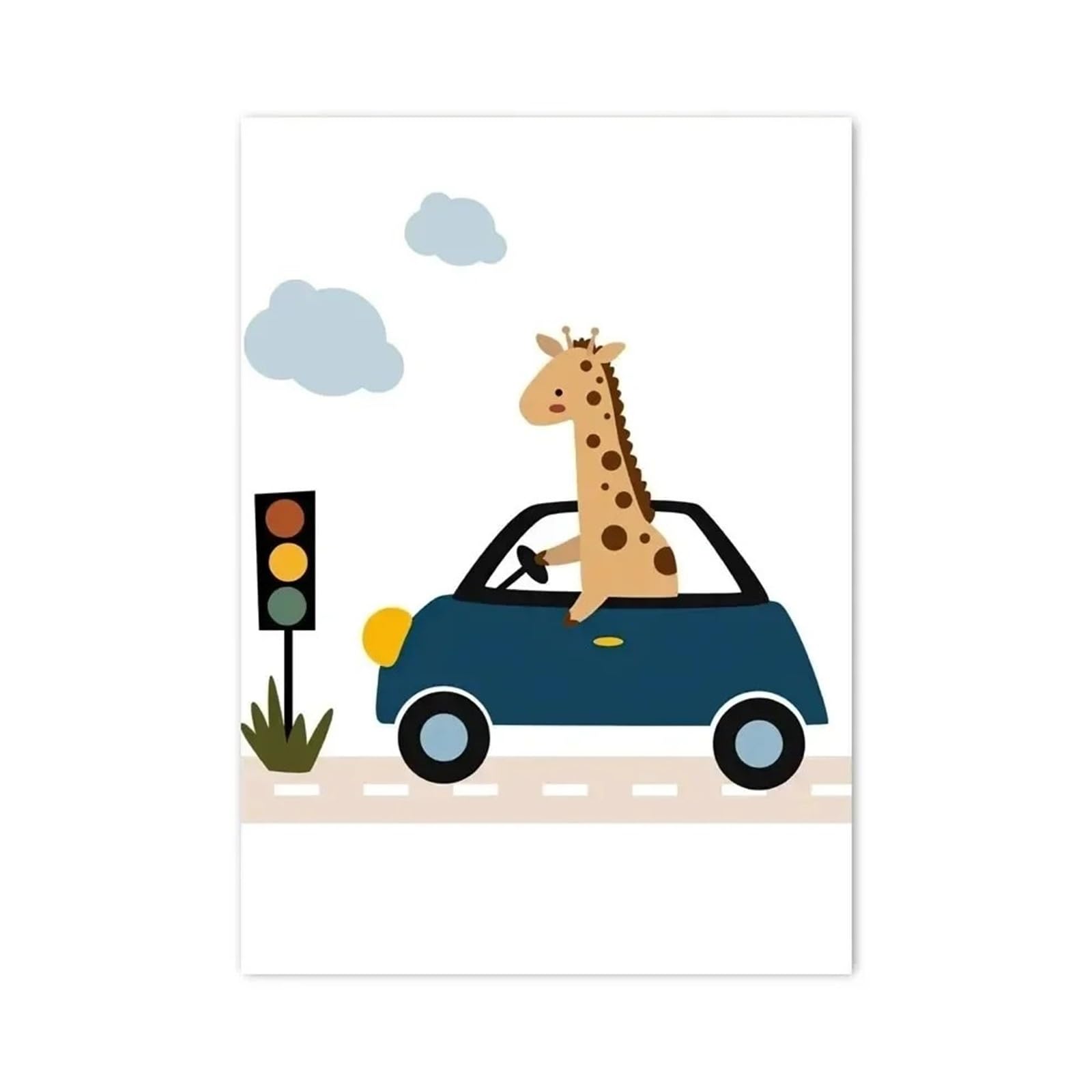 Xenite E Xenit Wall Art Canvas Prints Canvas Painting Giraff Lion Rhino Car Rainbow Hous Animals Nursery Wall Art Posters And Prints Wall Pictures Kids Room Decor(,40X50cm)
