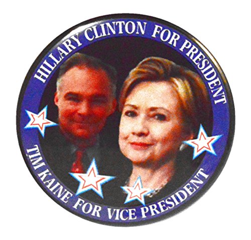 ValxArt Hillary Clinton/Tim Kaine Photo Pin-Back Button, 2.25
