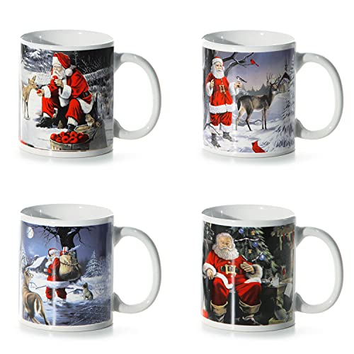 Set di 4 bicchieri per vin brulé, con design nostalgico, 275 ml, tazze con motivi natalizi