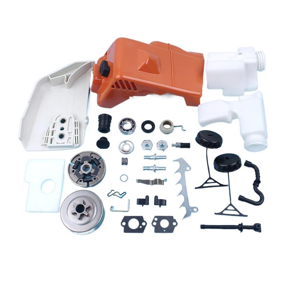 Cubierta de piñón de Embrague, Kit de Tapa de Filtro de Aire y Combustible de Tambor de Embrague Apto for Motosierra 017 018 MS170 MS180 con Engranaje Wrom de línea