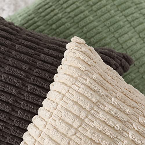 Mandioo Set Of 2 Beige Plush Boho Decorative Throw Pillow Covers 12X20 Inch,Super Soft Striped Corduroy Lumbar Pillow Covers Cushion Cases Pillowcases For Couch Sofa Bed Farmhouse #TOP3