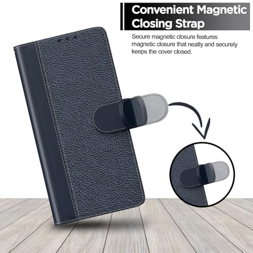 Image of Pikkme Flip Cover for Vivo V70 FE 5G | Leather Finish | Wallet Stand and Shock Proof | Complete Protection Flip Case (Blue)