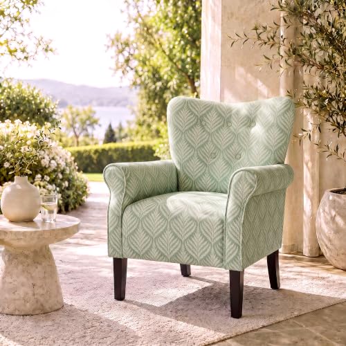 Image of BELLEZE Set of 2 Upholstered Accent Chair - Frond Green