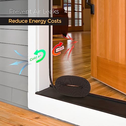 Image of Weather Stripping Door Seal Strip - Soundproof Q-Shaped Foam for Exterior Door Frame, Large Gap Seal, Noise Cancelling, Easy to Install (Brown, 26FT)