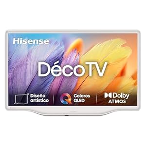 Hisense 32S5Q – QLED Deco Smart TV 32″, Artistic Design, Dolby Atmos, Morandi White, Central Stand with Style