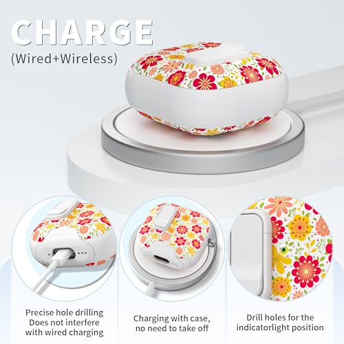 Image of for AirPods 4 Case with Safty Lock & Phone Stand,Cute Floral Pattern Style