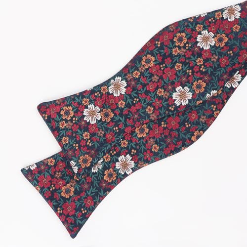 Image of Alizeal Mens 2pcs Floral Self-tied Bow Tie Pocket Square Set | Premium Classic Pocket Square Perfect for Wedding Proms Business