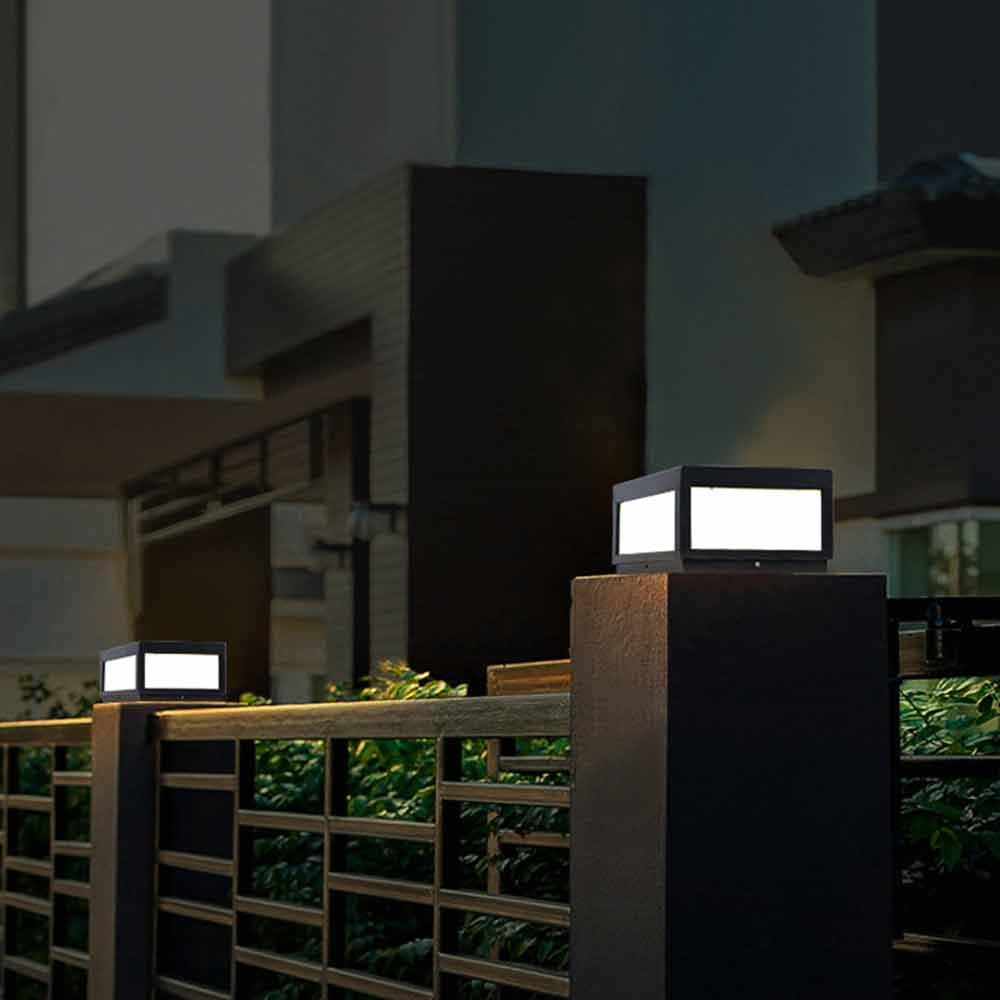 Lampadario Solare Quadrato Moderno Per Esterni, Ideale Per Terrazze | Accensione/spegnimento automatico dal crepuscolo all'alba, alloggiamento in metallo impermeabile per tutte le stagioni