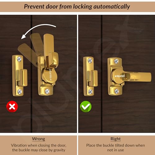 Image of Plantex 180 Degree Door Latch /Flip Latch Lock for Door /Chitkani /Lock Latch for Main Door /Baby Latch for Bathroom /Bedroom /Balcony /Door Stopper - Pack of 3 (Gold)