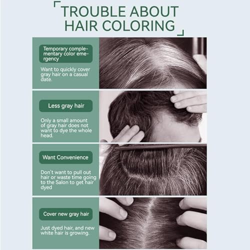 Root Touch Up, Grey Hair Cover Up Beard Dye Hair Mascara Root Cover Up Semi Permanent Hair Dye Temporary Brush On Colour Waterproof Sweatproof Long-Lasting - 3 Type Brushes(Dark Brown) - Image 3