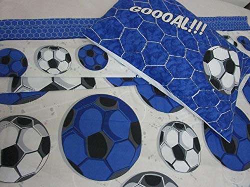 Pago Poco Complete Single Bed Design FOOTBALL TEAMS Red-Black-Light Blue-White Light Blue 100% Cotton In Natural Fiber MADE IN ITALY ..MAXI Sizes New 2021!!!! (Black-Light Blue) - Image 2