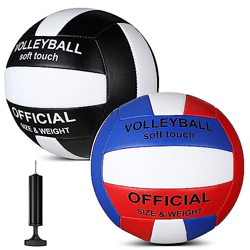 Image of Lenwen 2 Pack Volleyball Official Size 5, Blue, Red, Black, White